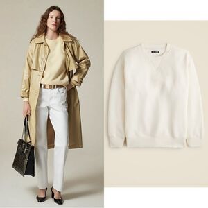 NWT J CREW Heritage fleece oversized crewneck sweatshirt in Ivory